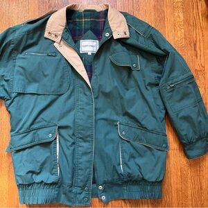 90s Fleet Street barn coat women’s 6 hunter green plaid lining chore